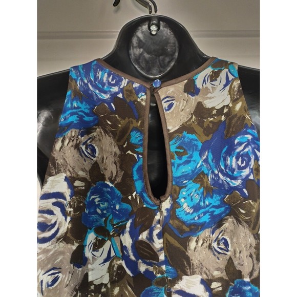 Ann Taylor Brown/Blue Floral Sleeveless Dress - Size 6 - Picture 7 of 9
